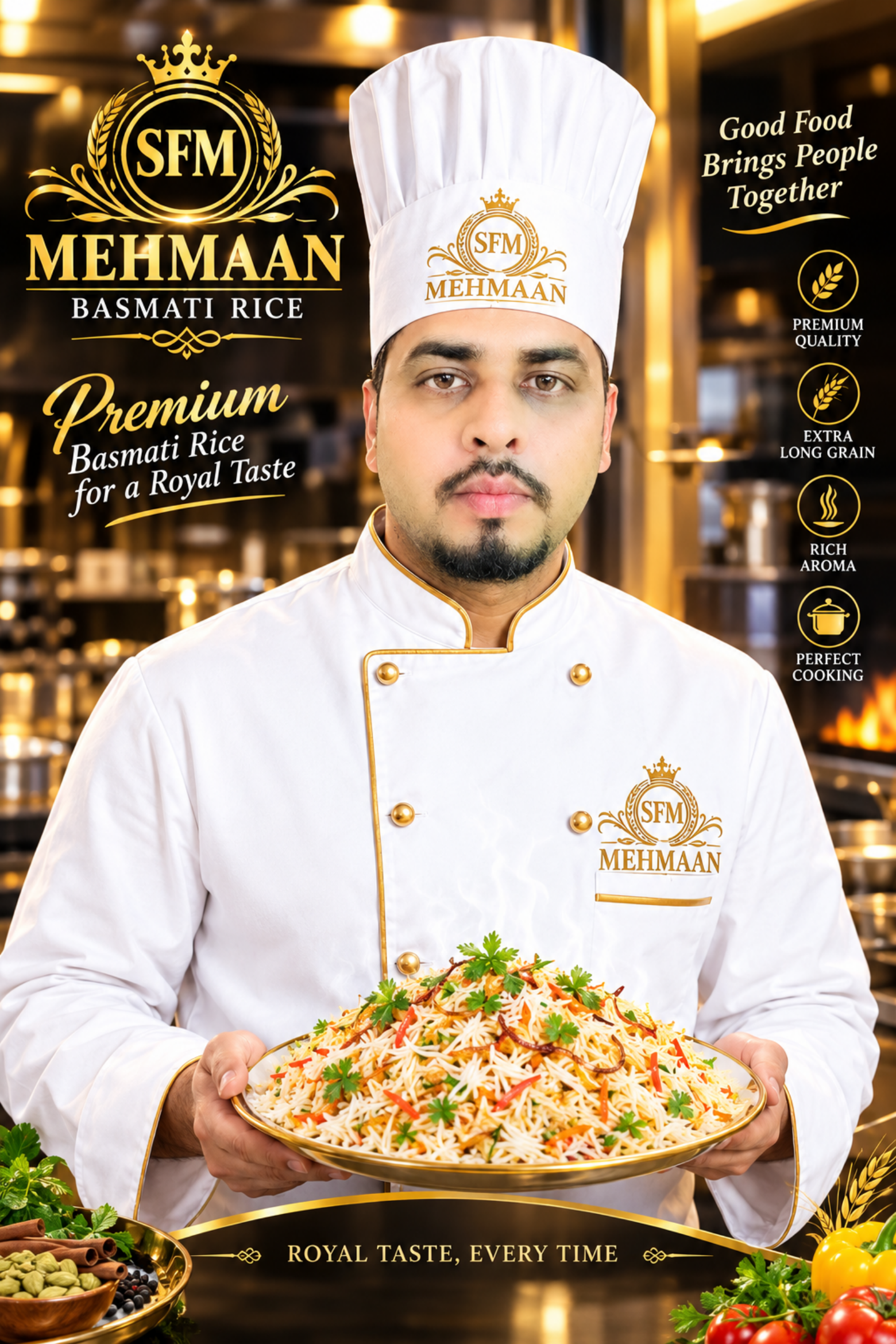 Mehmaan chef presenting basmati rice